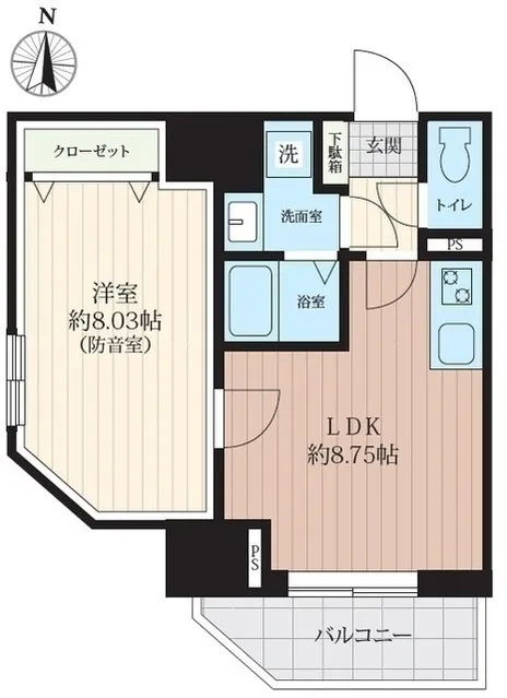 Prime Bliss Morishita Studio - Floor Plan - ["Apartment", "Brutalist architecture"]