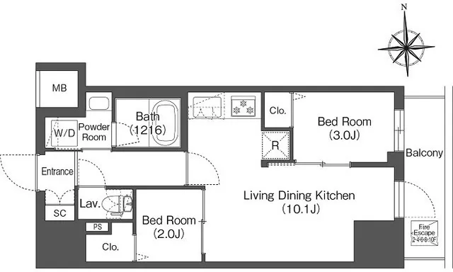 Comforia Live Kiba - Floor Plan - ["Rectangle", "Font", "Parallel"]