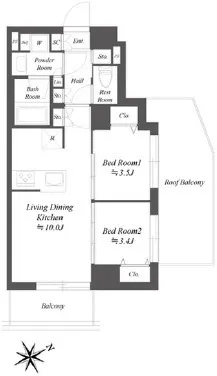 Blanchesta Shinagawa Oimachi Park Edge - Floor Plan - ["White", "Plan", "Diagram"]