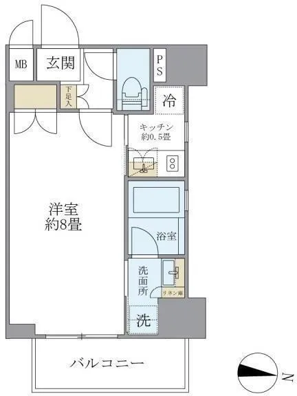 Rexceed Ryogoku Station - Floor Plan - ["Tile Flooring"]