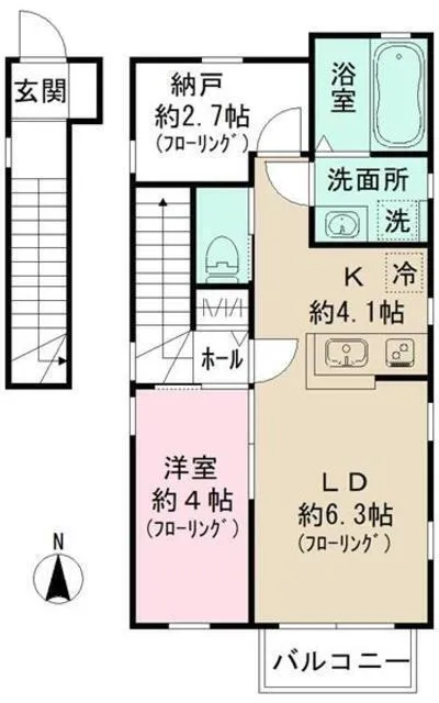 Duo Minamidai B - Floor Plan - ["Home Door"]