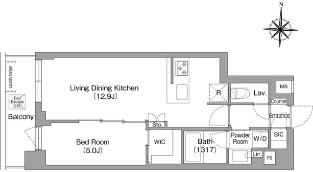 Comforia Liv Nagafukucho - Floor Plan - ["White", "Diagram", "Floor plan"]
