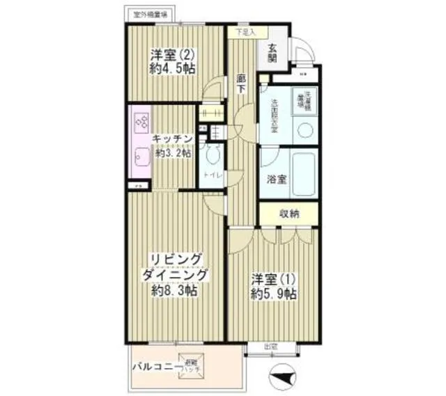 Flat Hamadayama - Floor Plan - ["Rectangle", "Font", "Parallel"]