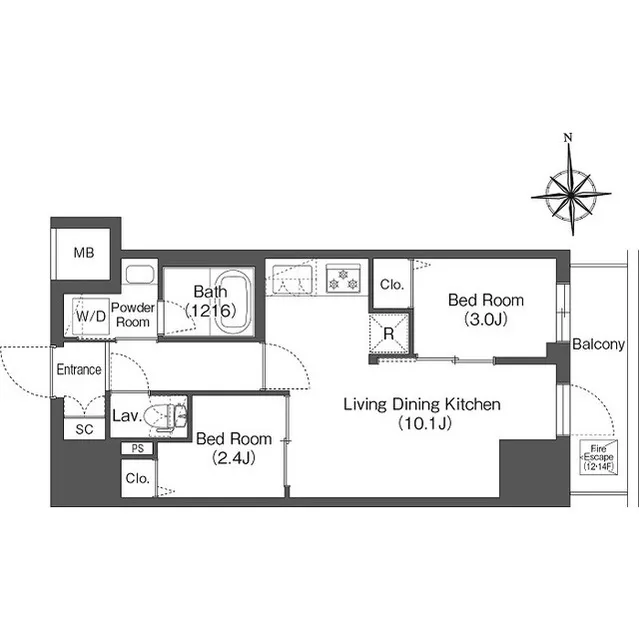 Comforia Live Kiba - Floor Plan - ["Rectangle", "Font", "Parallel"]