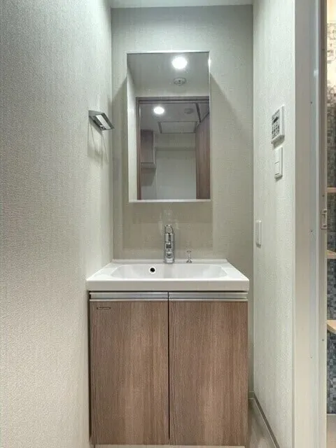 BPR Residence Oyama - Interior - ["Mirror", "Tap", "Bathroom cabinet"]