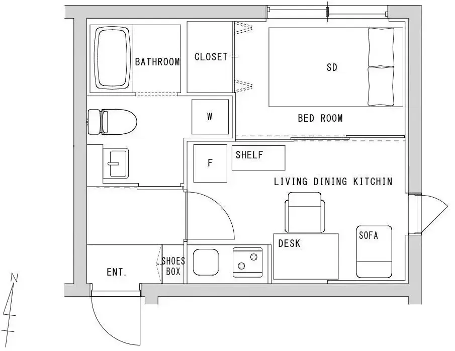 Hmlet Shinjuku Wakamatsucho - Floor Plan - ["White", "Plan", "Diagram"]