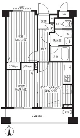 Primvert Nishiogu Maison C - Floor Plan - ["Apartment", "Tile Flooring", "Wood flooring"]