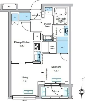 Predia Court Yoyogi Uehara - Floor Plan - ["Schematic", "Rectangle", "Slope"]