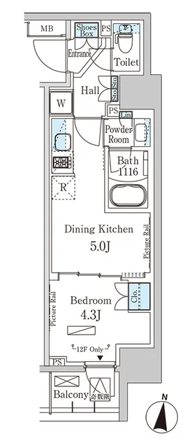 Park Axis Morishita - Floor Plan - ["Rectangle", "Font", "Parallel"]