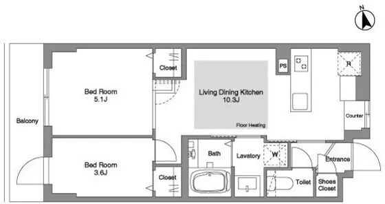 Comfortia Liv Bunkyo Sendagi - Floor Plan - ["White", "Number", "Diagram"]