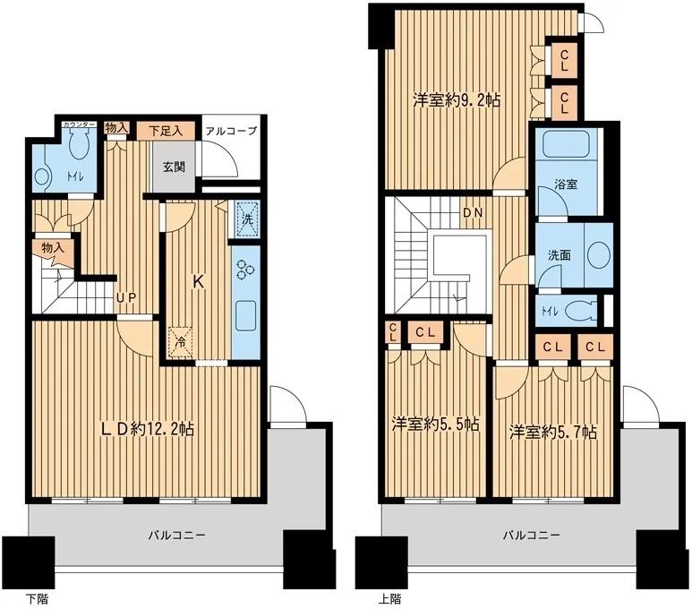 Riverside Sumida Central Tower Palace - Floor Plan - ["Apartment", "Hardwood", "Wood stain"]