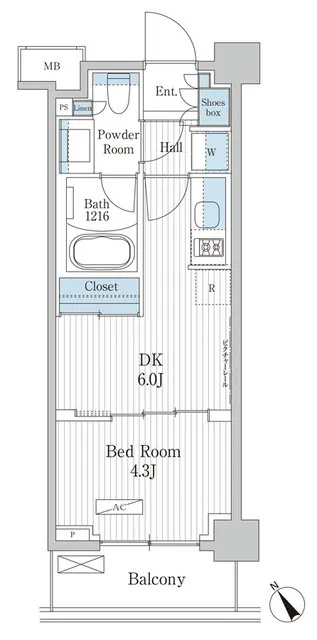 Park Axis Monzennakacho Terrace - Floor Plan - ["Rectangle", "Parallel", "Slope"]