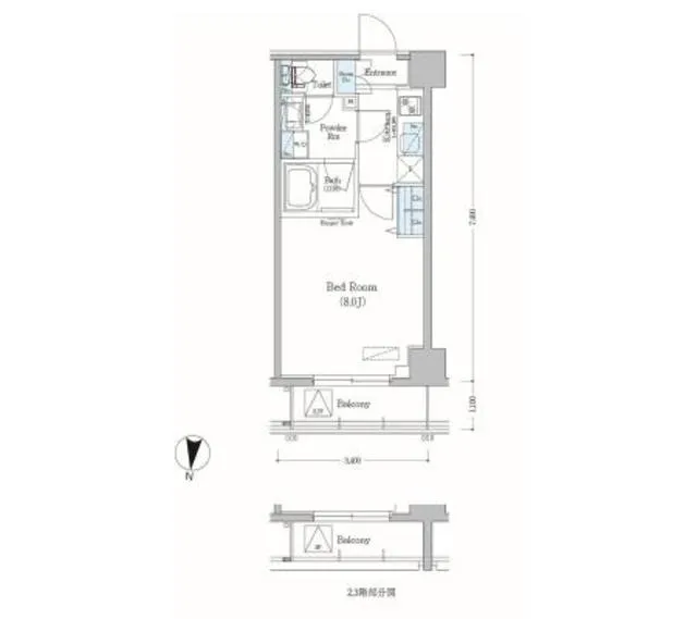 Urbanex Morishita II - Floor Plan - ["Rectangle", "Font", "Parallel"]