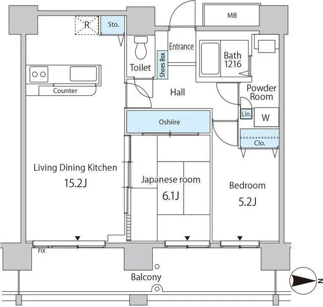 Cerulean Holmes Kachidoki - Floor Plan - ["Rectangle", "Slope", "Font"]
