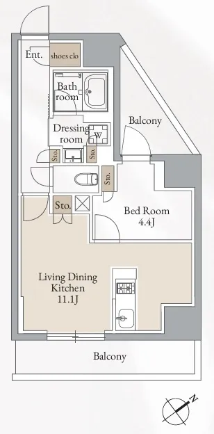 Cross Residence Takadanobaba - Floor Plan - ["Rectangle", "Schematic", "Font"]