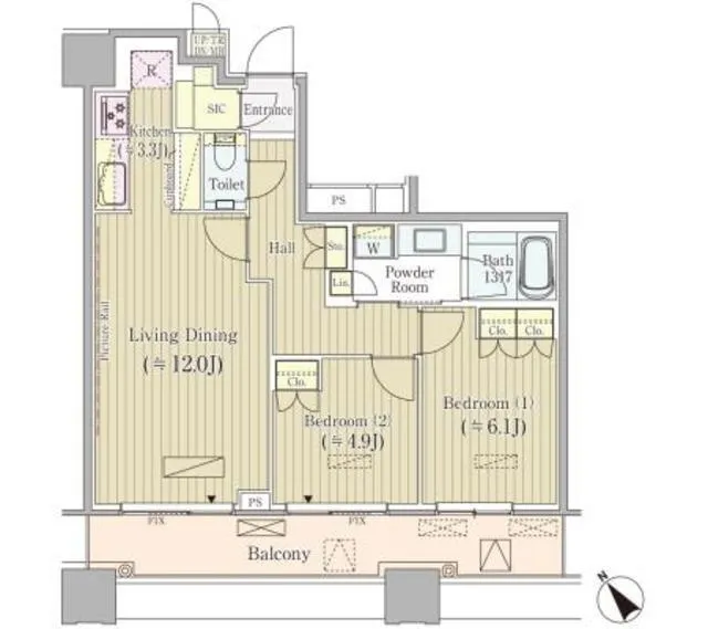 Brillia Towers Meguro North Residence - Floor Plan - ["Rectangle", "Schematic", "Font"]