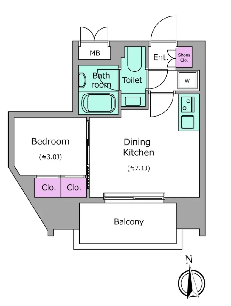Crevia RXe Kitashinagawa II Station Court - Floor Plan - ["Rectangle", "Font", "Parallel"]