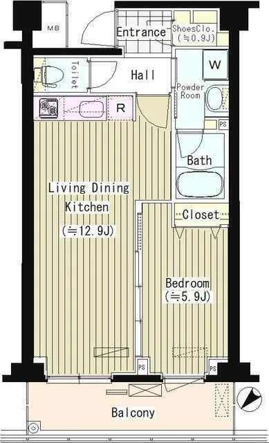 PRIME URBAN Higashinakano COURT - Floor Plan - ["Wood flooring", "Tile Flooring", "Home Door"]