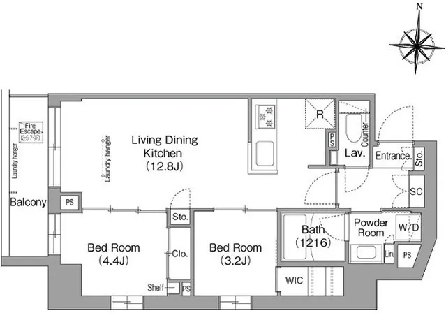 Wellis Urban Sumiyoshi West - Floor Plan - ["White", "Diagram", "Plan"]