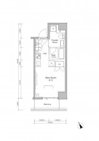 PROUD FLAT Asakusa Bridge Ⅲ - Floor Plan - ["White", "Diagram", "Number"]