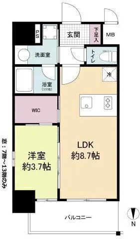 ORSUS Osaka Fukushima (formerly Rivent Fukushima) - Floor Plan - ["Apartment", "Tile Flooring"]