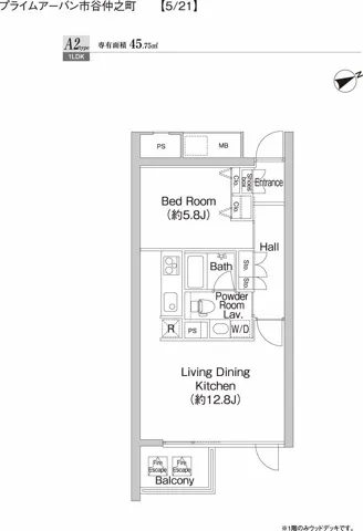 Prime Urban Ichigaya Nakanocho - Floor Plan - ["White", "Diagram"]