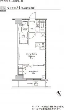 Proud Flat Shibuya Tomigaya - Floor Plan - ["Number", "Diagram", "Plan"]