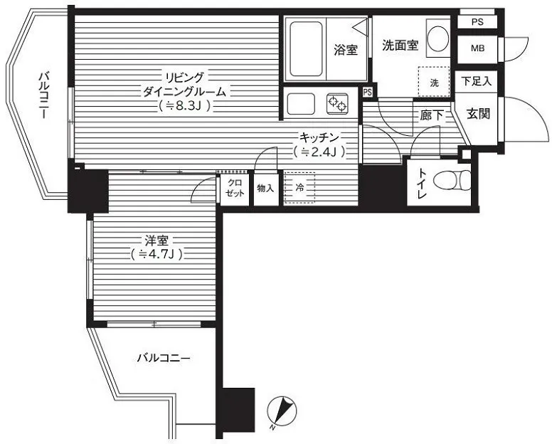 Castalia Hatsudai - Floor Plan - ["Wood flooring", "Hardwood", "Diagram"]