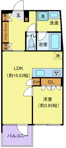 Open Bloom Shibuya Honmachi - Floor Plan - ["Apartment", "Tile Flooring", "Geraniums"]