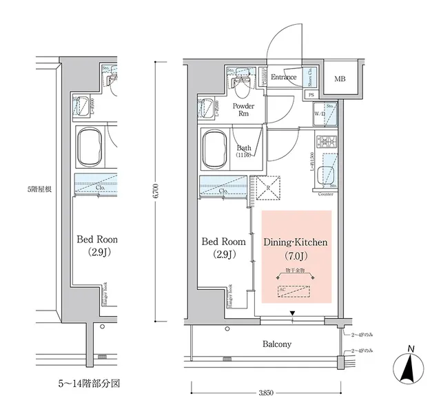 Urbanex Nishi Shinjuku II - Floor Plan - ["Rectangle", "Schematic", "Font"]