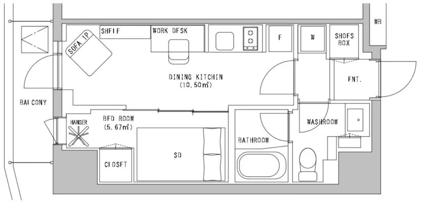 Hmlet Kinshicho II - Floor Plan - ["White", "Diagram", "Plan"]