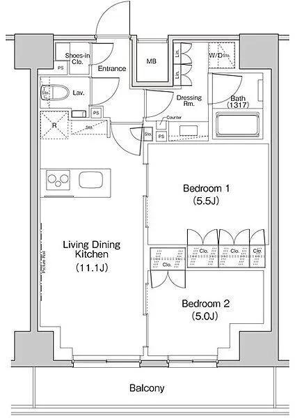 The Park Habio Nakano Fujimicho Garden - Floor Plan - ["White", "Diagram", "Plan"]