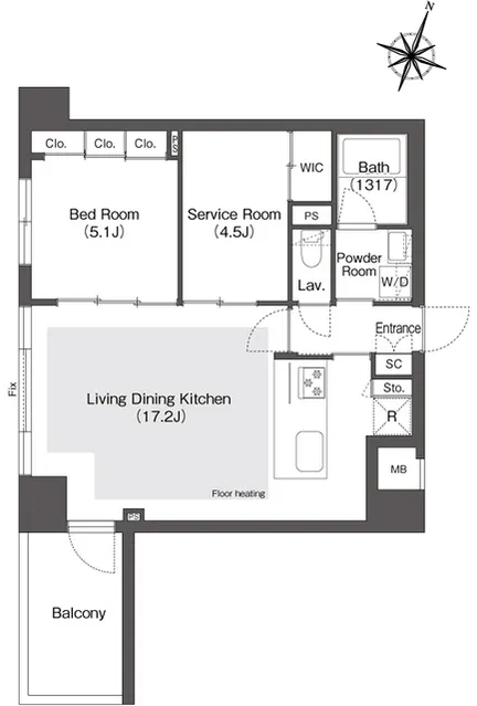Stylio Meguro Ohashi HILLSIDE - Floor Plan - ["Rectangle", "Font", "Parallel"]