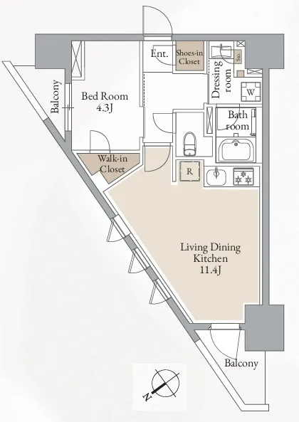 Cross Residence Takadanobaba - Floor Plan - ["Slope", "Map", "Parallel"]