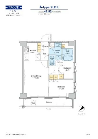 Proud Flat Sumida Hikifune Diage - Floor Plan - ["Schematic", "Rectangle", "Font"]