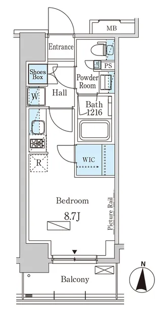 Park Axis Honjo Shinsuikouen - Floor Plan - ["Rectangle", "Font", "Parallel"]