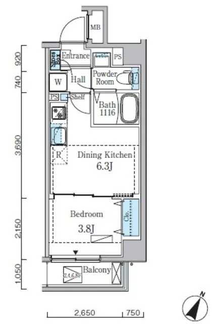 Prime Bliss Monzennakacho - Floor Plan - ["Rectangle", "Font", "Schematic"]
