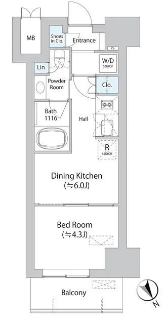 Milia Residence Asakusabashi II - Floor Plan - ["Rectangle", "Parallel", "Font"]