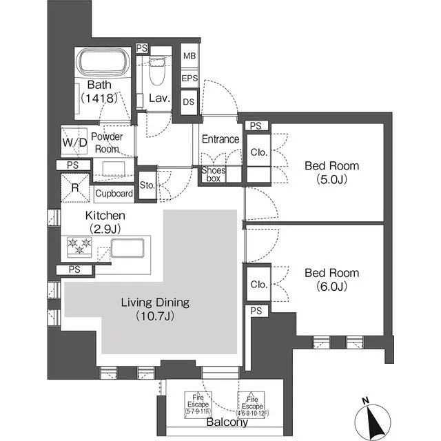 Belle Vue Chiyoda Iidabashi - Floor Plan - ["Rectangle", "Font", "Schematic"]