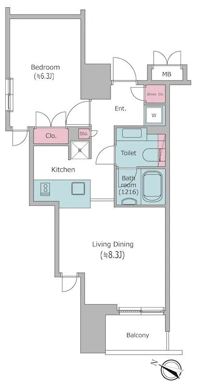 Residia Bunkyo Honkomagome - Floor Plan - ["Rectangle", "Font", "Parallel"]