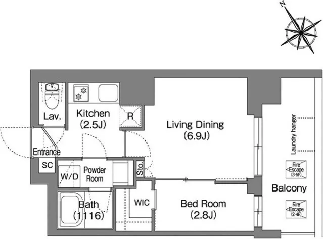 Comforia Liv Ueno - Floor Plan - ["White", "Diagram", "Plan"]