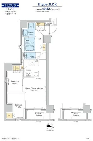 Proud Flat Mitsukoshimae East - Floor Plan - ["Diagram", "Floor plan", "Technical drawing"]