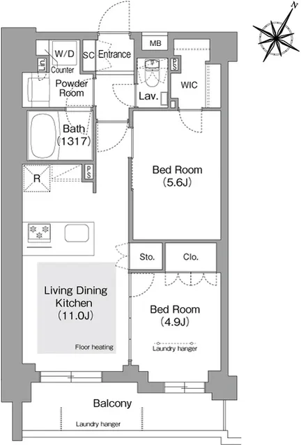 Comforia Liv Bunkyo Gokokuji - Floor Plan - ["White", "Diagram", "Plan"]