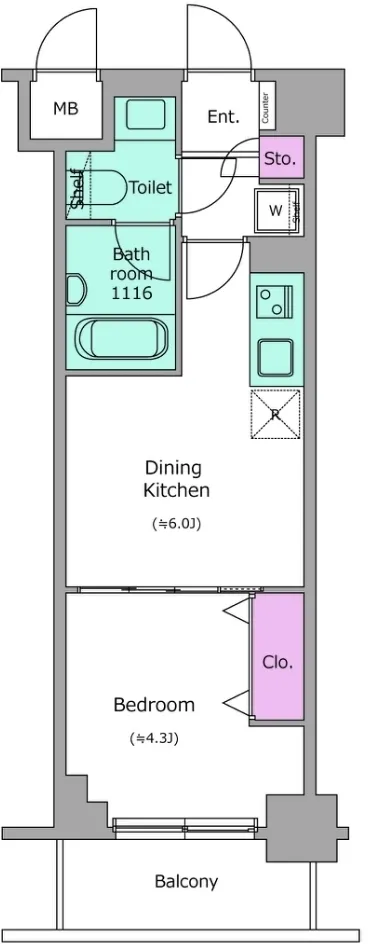 Crevia Riguse Nishisugamo - Floor Plan - ["Rectangle", "Parallel", "Font"]