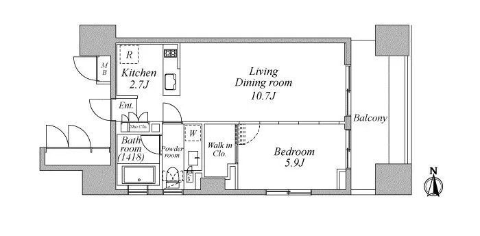 Residia Shibaura Kaigan - Floor Plan - ["Rectangle", "Font", "Schematic"]