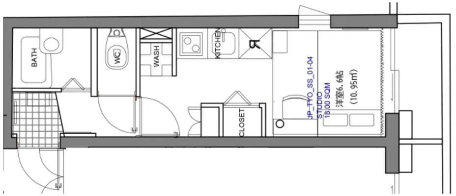 Hmlet Shibuya Shoto - Floor Plan - ["Technical drawing", "Diagram", "Plumbing fixture"]