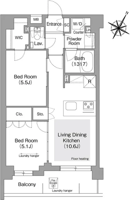 Comforia Liv Bunkyo Gokokuji - Floor Plan - ["White", "Diagram", "Plan"]