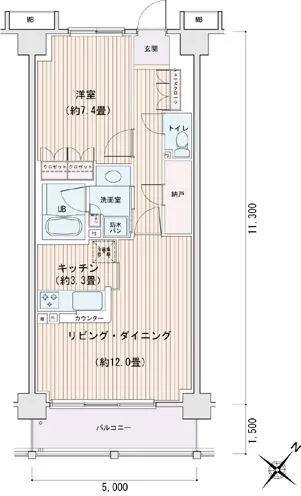 Esty Maison Toyosu Residence - Floor Plan - ["Wood flooring", "Tile Flooring"]