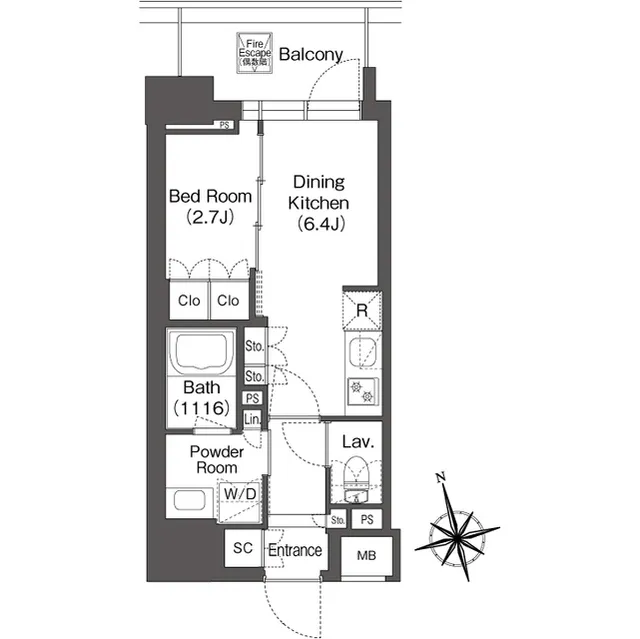 Milia Residence Asakusa Komagata - Floor Plan - ["Rectangle", "Font", "Schematic"]