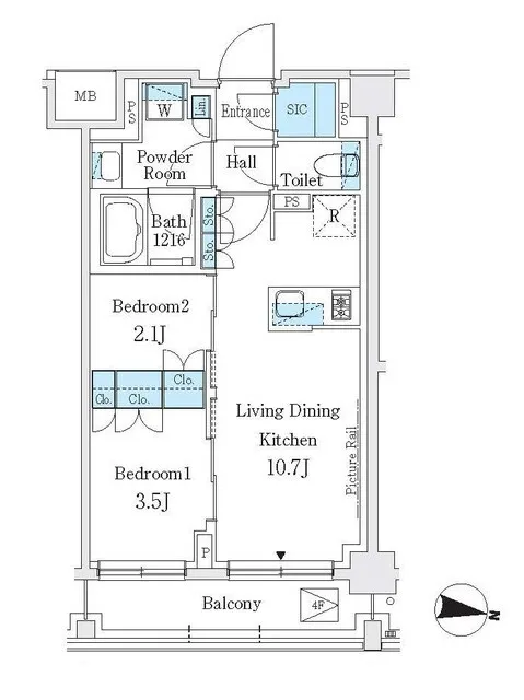 J.GRAN Court Shinagawa Nishioi WEST - Floor Plan - ["Rectangle", "Font", "Schematic"]